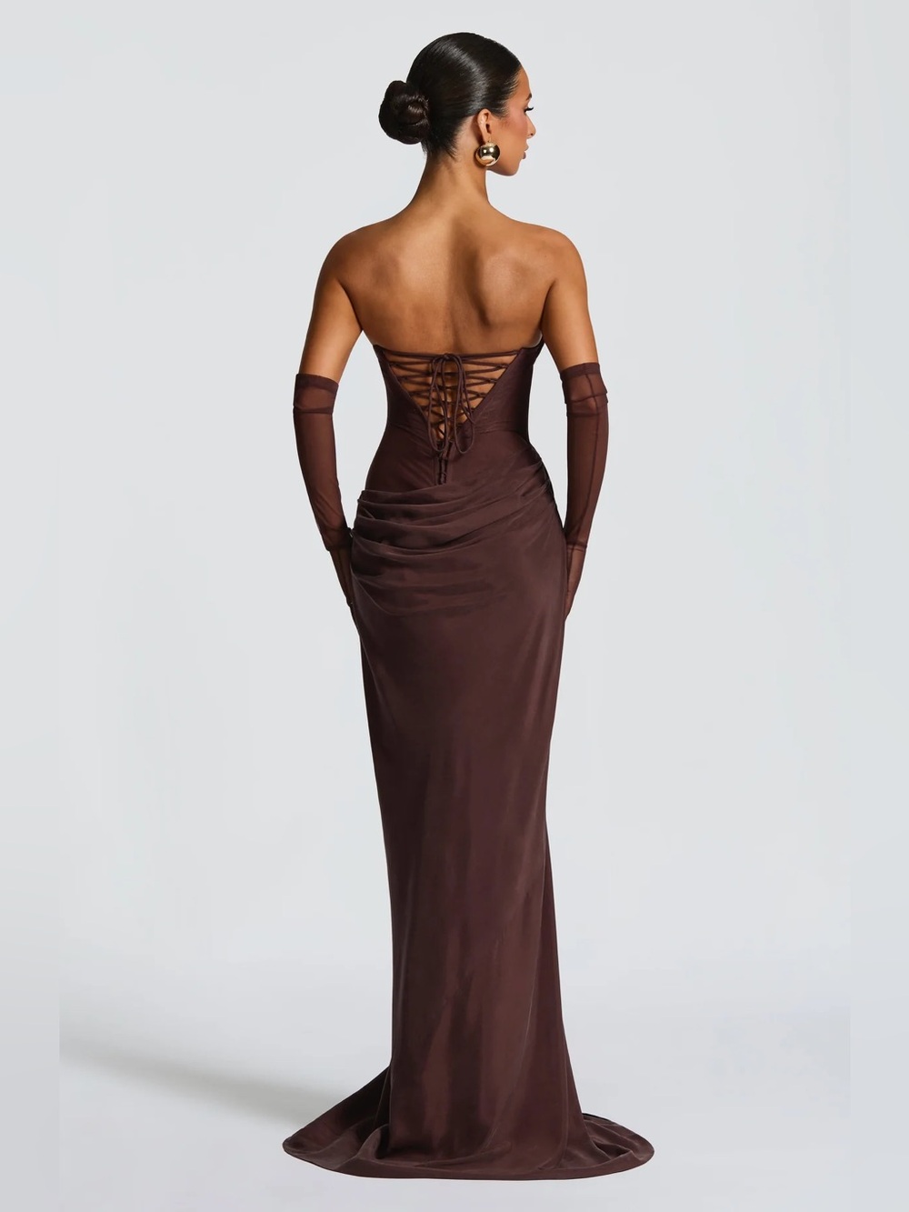 New BabyBoo LIORA MAXI DRESS PLUM BROWN Size Small - Picture 3 of 16
